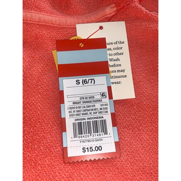 Cat & Jack Kids Girls Bright Orange Hoodie Pullover With Front Pocket Size Small - Picture 5 of 6